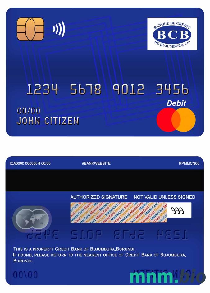 Burundi Credit Bank of Bujumbura master debet karta przykład w formacie PSD
